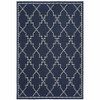 8' X 11' Navy Geometric Stain Resistant Indoor Outdoor Area Rug