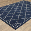 8' X 11' Navy Geometric Stain Resistant Indoor Outdoor Area Rug