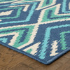 8' X 11' Navy Geometric Stain Resistant Indoor Outdoor Area Rug