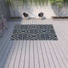 9' X 13' Navy Geometric Stain Resistant Indoor Outdoor Area Rug