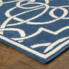 9' X 13' Navy Geometric Stain Resistant Indoor Outdoor Area Rug