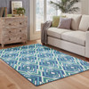 9' X 13' Navy Geometric Stain Resistant Indoor Outdoor Area Rug