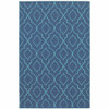 9' X 13' Navy Geometric Stain Resistant Indoor Outdoor Area Rug