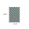 9' X 13' Navy Geometric Stain Resistant Indoor Outdoor Area Rug