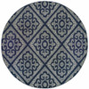 8' Navy Round Geometric Stain Resistant Indoor Outdoor Area Rug