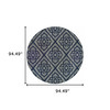 8' Navy Round Geometric Stain Resistant Indoor Outdoor Area Rug