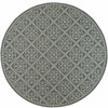 8' Grey Round Geometric Stain Resistant Indoor Outdoor Area Rug