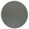 8' Grey Round Geometric Stain Resistant Indoor Outdoor Area Rug