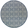 8' Ivory Round Geometric Stain Resistant Indoor Outdoor Area Rug