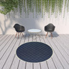 8' Round Navy Round Geometric Stain Resistant Indoor Outdoor Area Rug