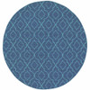 8' Round Navy Round Geometric Stain Resistant Indoor Outdoor Area Rug