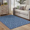 2' X 3' Navy Geometric Stain Resistant Indoor Outdoor Area Rug