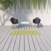 2' X 8' Green Geometric Stain Resistant Indoor Outdoor Area Rug