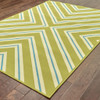 4' X 6' Green Geometric Stain Resistant Indoor Outdoor Area Rug