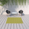 5' X 8' Green Geometric Stain Resistant Indoor Outdoor Area Rug