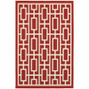 5' X 8' Red Geometric Stain Resistant Indoor Outdoor Area Rug