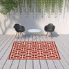 6' X 9' Red Geometric Stain Resistant Indoor Outdoor Area Rug