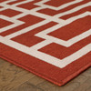 9' X 13' Red Geometric Stain Resistant Indoor Outdoor Area Rug