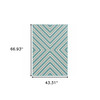 4' X 6' Blue Geometric Stain Resistant Indoor Outdoor Area Rug