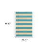 4' X 6' Blue Geometric Stain Resistant Indoor Outdoor Area Rug