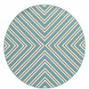 8' Round Blue Round Geometric Stain Resistant Indoor Outdoor Area Rug