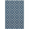 2' X 3' Navy Floral Stain Resistant Indoor Outdoor Area Rug