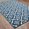 6' X 9' Navy Floral Stain Resistant Indoor Outdoor Area Rug