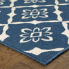 8' X 11' Navy Floral Stain Resistant Indoor Outdoor Area Rug