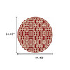 8' Red Round Geometric Stain Resistant Indoor Outdoor Area Rug