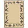 5' X 8' Ivory Abstract Stain Resistant Indoor Outdoor Area Rug