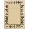 6' X 9' Ivory Abstract Stain Resistant Indoor Outdoor Area Rug