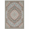 3' X 5' Blue Oriental Stain Resistant Indoor Outdoor Area Rug