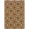 4' X 6' Rust Floral Stain Resistant Indoor Outdoor Area Rug