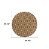 8' Rust Round Floral Stain Resistant Indoor Outdoor Area Rug