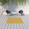 5' X 8' Gold Geometric Stain Resistant Indoor Outdoor Area Rug