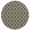 8' Round Charcoal Round Geometric Stain Resistant Indoor Outdoor Area Rug