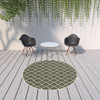 8' Round Charcoal Round Geometric Stain Resistant Indoor Outdoor Area Rug