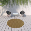 8' Round Brown Round Geometric Stain Resistant Indoor Outdoor Area Rug