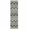 2' X 7' Beige Geometric Stain Resistant Indoor Outdoor Area Rug