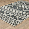 6' X 9' Beige Geometric Stain Resistant Indoor Outdoor Area Rug