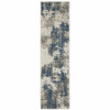 2' X 7' Beige Abstract Stain Resistant Indoor Outdoor Area Rug