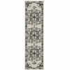 2' X 7' Beige Oriental Stain Resistant Indoor Outdoor Area Rug