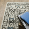 6' X 9' Beige Oriental Stain Resistant Indoor Outdoor Area Rug