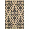 2' X 4' Sand Oriental Stain Resistant Indoor Outdoor Area Rug