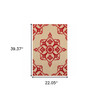 2' X 4' Sand Oriental Stain Resistant Indoor Outdoor Area Rug