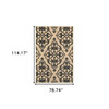 6' X 9' Sand Oriental Stain Resistant Indoor Outdoor Area Rug