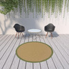 8' Round Beige Round Stain Resistant Indoor Outdoor Area Rug