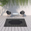 6' X 9' Black Stain Resistant Indoor Outdoor Area Rug