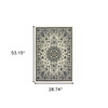 3' X 5' Ivory Oriental Stain Resistant Indoor Outdoor Area Rug