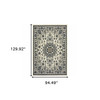 8' X 11' Ivory Oriental Stain Resistant Indoor Outdoor Area Rug